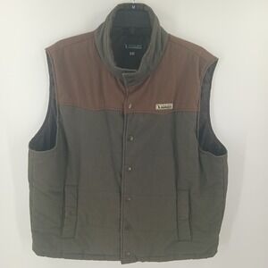 Local Boy Outfitters Mens Canvas Quilted Vest Olive Brown Snap Front Large